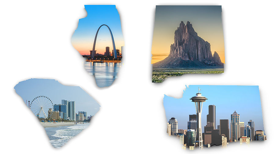8. Illinois, New Mexico, South Carolina, Washington